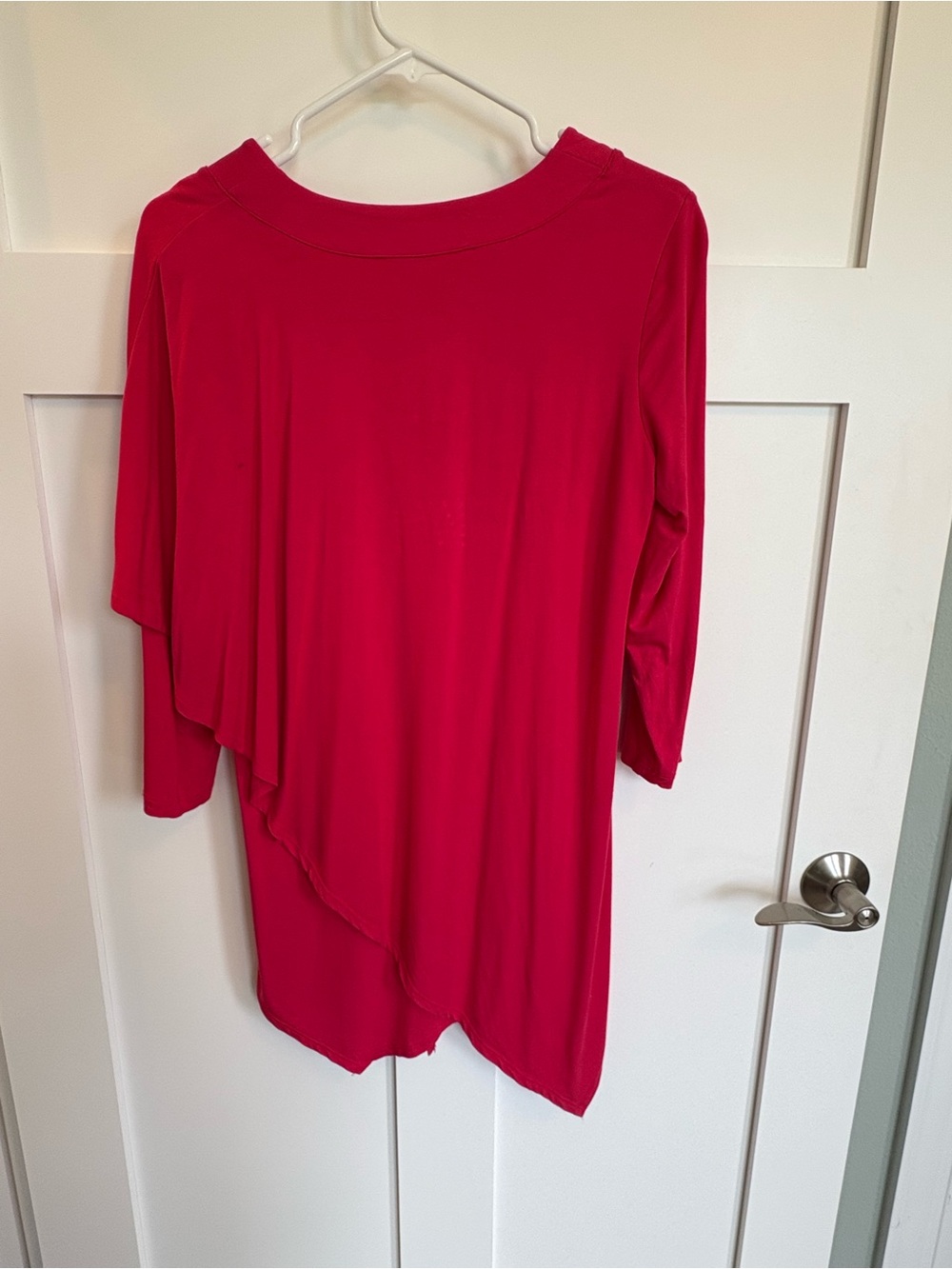 Pur Hot Pink V-Neck Asymmetric Short Sleeve Tunic - Picture 2 of 4